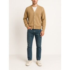 Arnold Palmer Robert Bruce Wool Cardigan‎ Tan Sweater Men's Medium Vintage USA